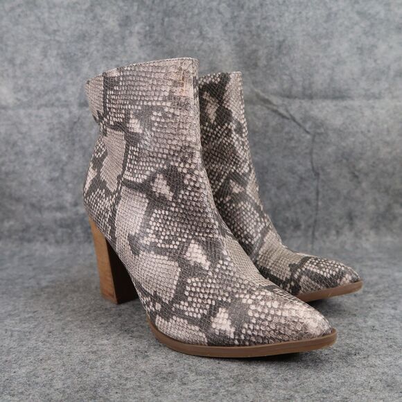 Carlos Santana Shoes Womens 8.5 Booties Fashion Block Heel Snake Print Point Toe - Picture 1 of 13
